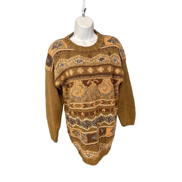 Crystal Kobe Vintage Brown Cable Knit Sweater Sz M - Picture 1 of 7